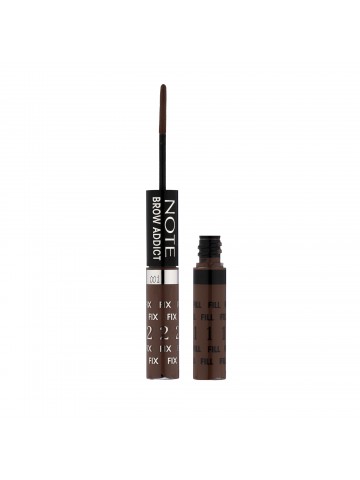 Brow Addict, Produs 2-în-1 pentru sprâncene: cremă colorată rezistentă și gel stilizator.10 ml, dark brown