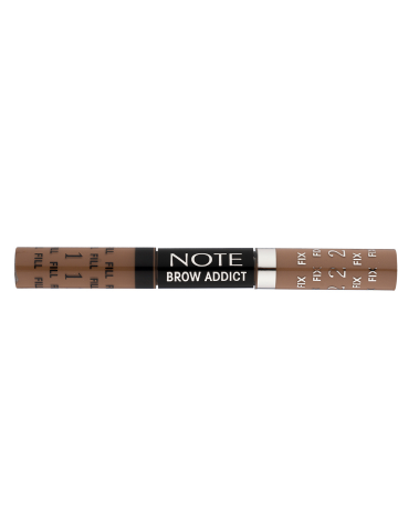 Brow Addict, Produs 2-în-1 pentru sprâncene: cremă colorată rezistentă și gel stilizator.10 ml, dark brown