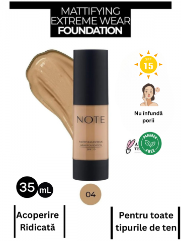 Fond de ten cu finish mat și acoperire extremă Mattifying Extreme Wear SPF 15 - 04 Sand