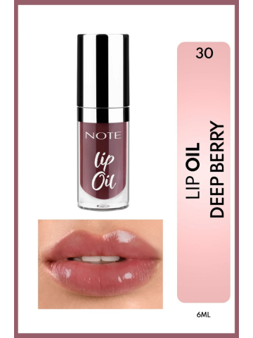 Note Lip Oil 30 Deep Berry adaugă buzelor o nuanță mov-afinată, hidratare intensă și strălucire naturală. Cu ulei de avocado, jo